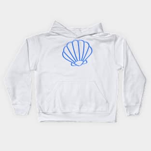 Blue clam shell outline Kids Hoodie